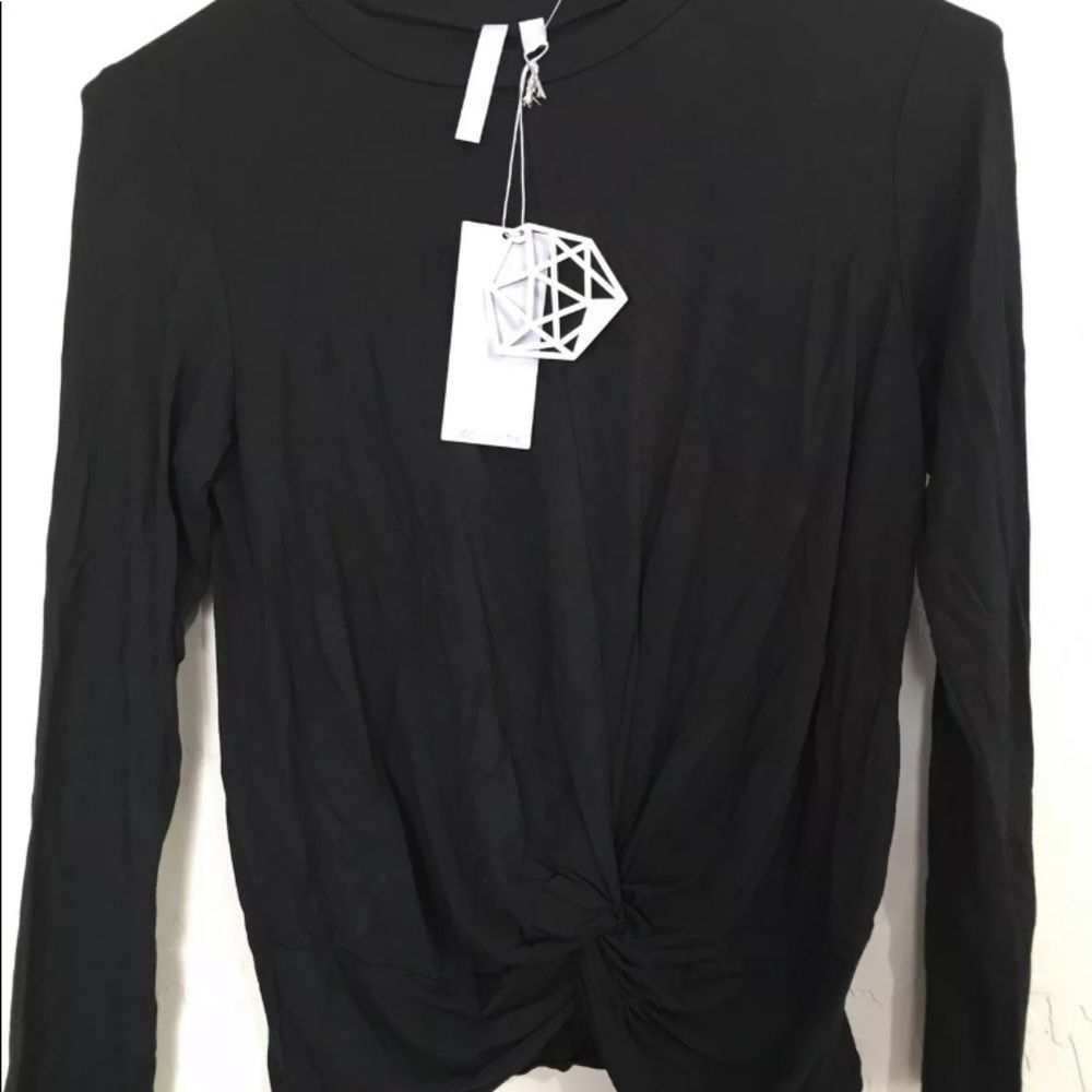 Girls Youth Good Luck twist front Top Black 7252